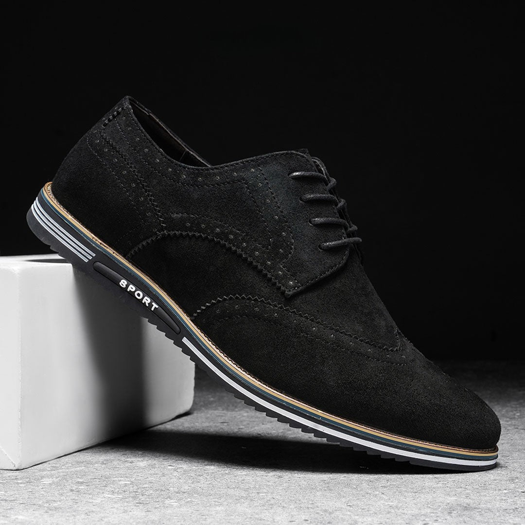 Oak & Sole - Derby Comfortable Elegant Suede Shoes - Black