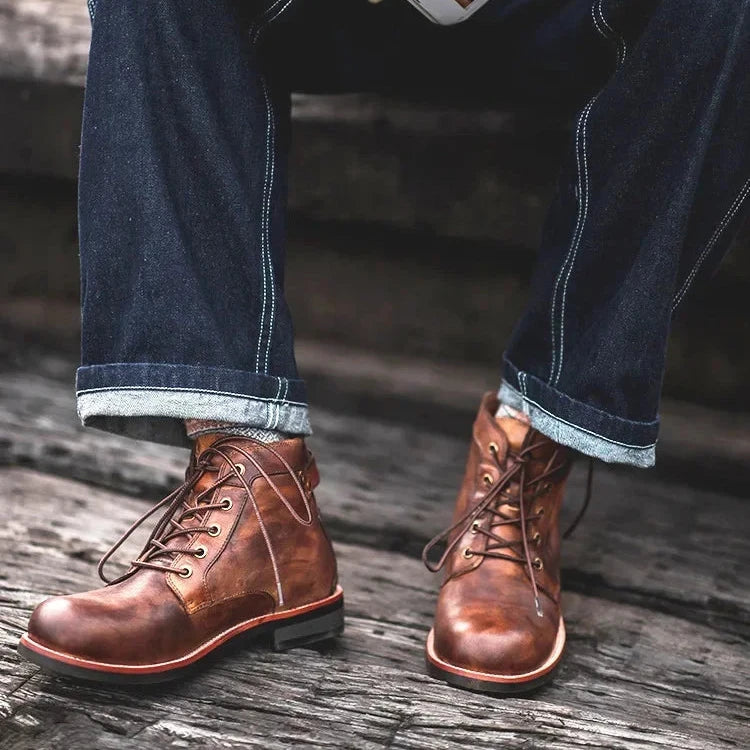 Oak & Sole - Frontier Comfortable Hard-Wearing Leather Boots - Brown