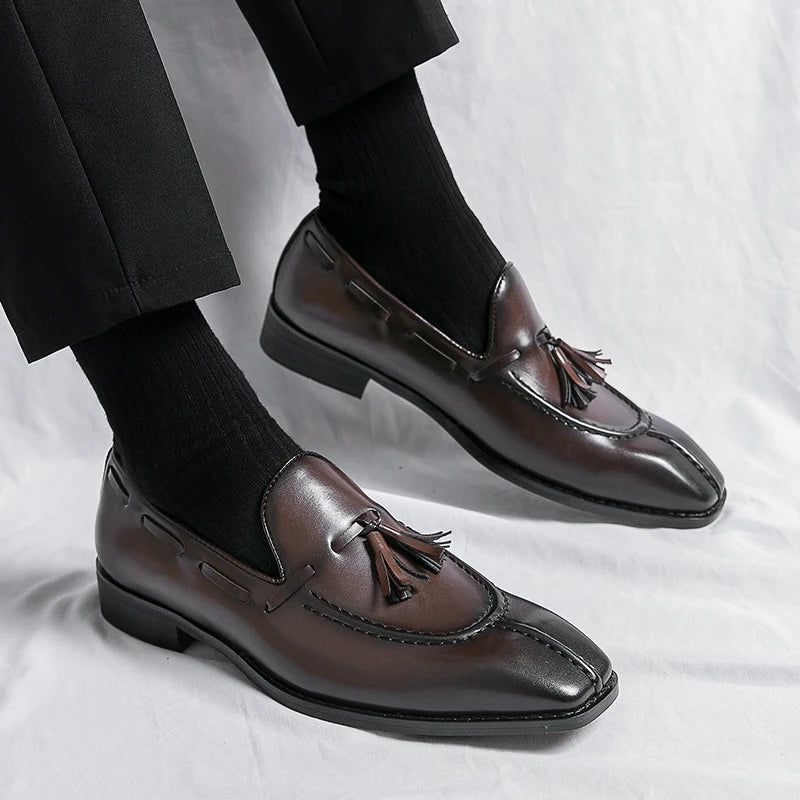 Oak & Sole - Windsor Elegant Premium Leather Loafers - Dark Brown