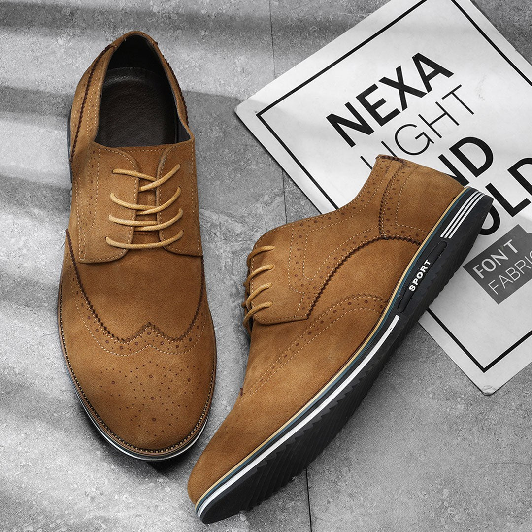 Oak & Sole - Derby Comfortable Elegant Suede Shoes - Brown