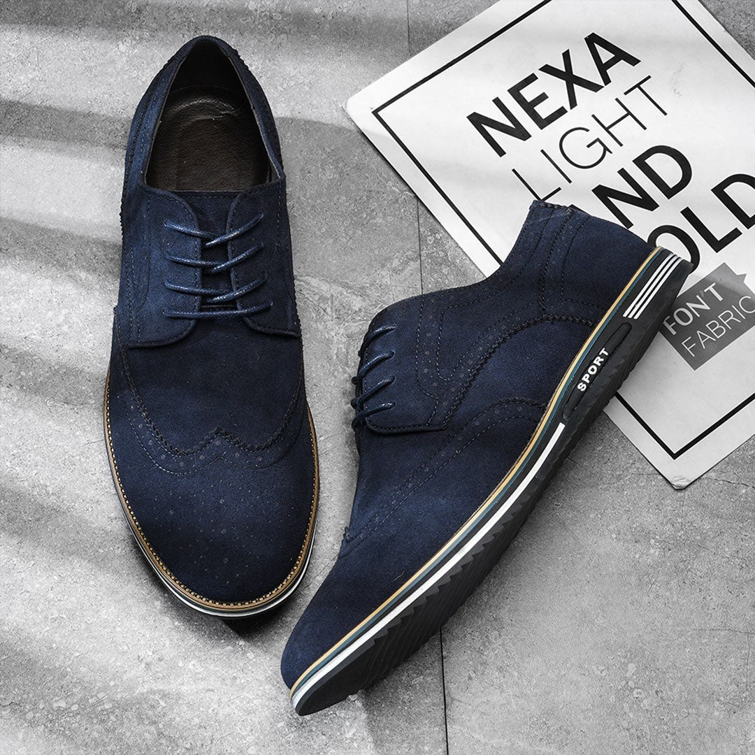 Oak & Sole - Derby Comfortable Elegant Suede Shoes - Blue