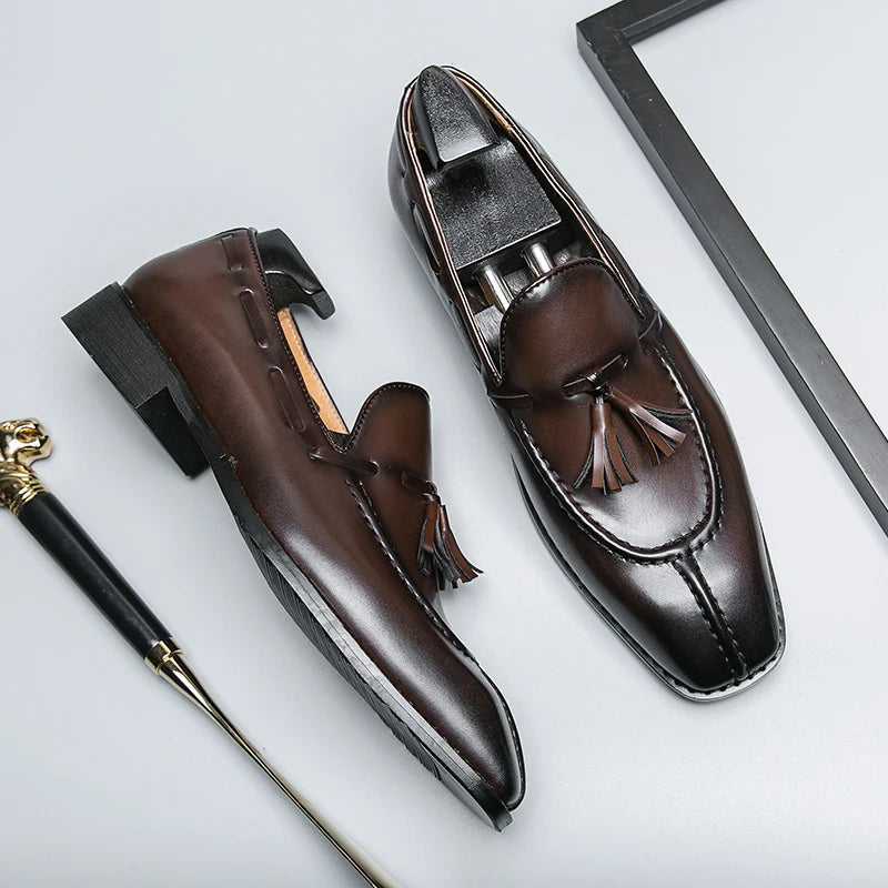 Oak & Sole - Windsor Elegant Premium Leather Loafers - Dark Brown