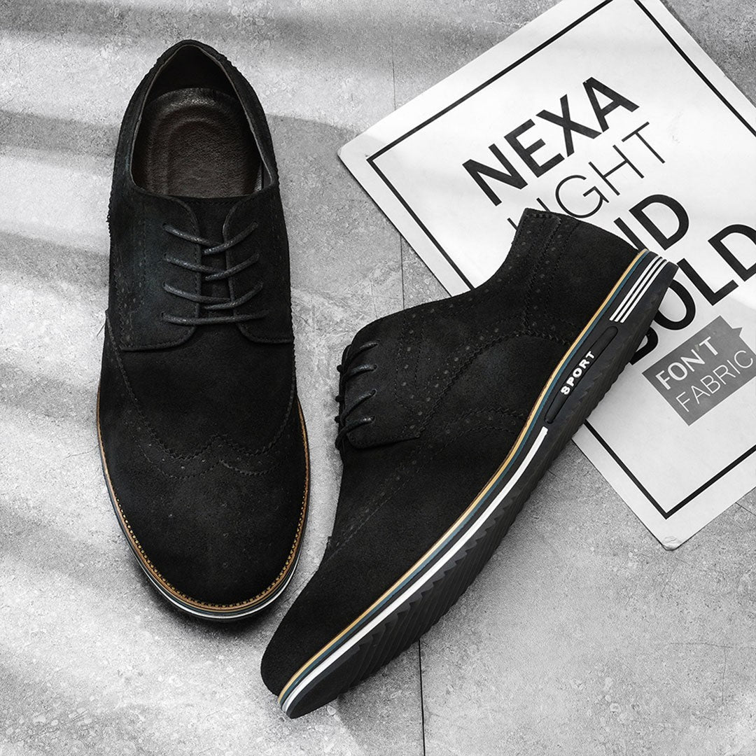 Oak & Sole - Derby Comfortable Elegant Suede Shoes - Black