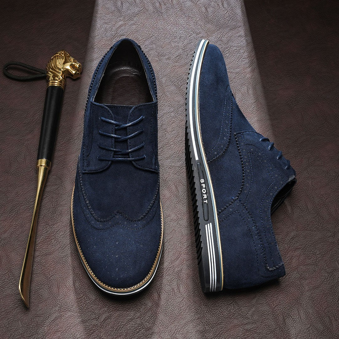 Oak & Sole - Derby Comfortable Elegant Suede Shoes - Blue