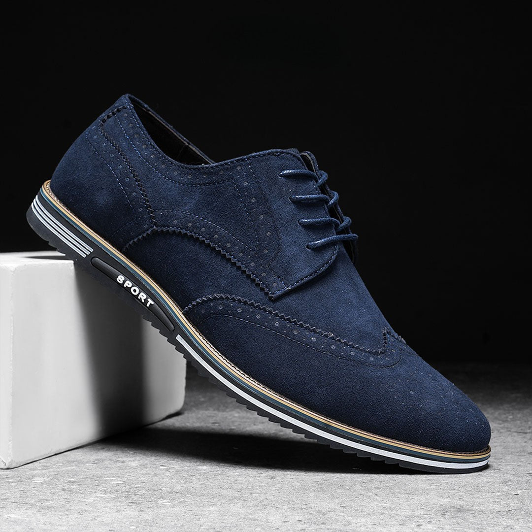 Oak & Sole - Derby Comfortable Elegant Suede Shoes - Blue