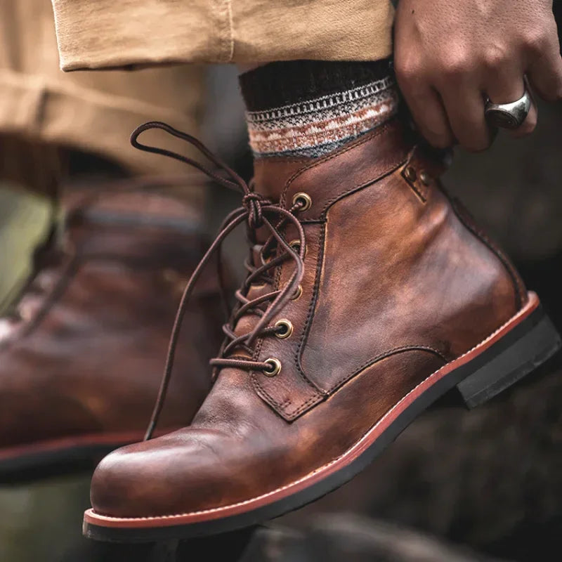 Oak & Sole - Frontier Comfortable Hard-Wearing Leather Boots - Brown