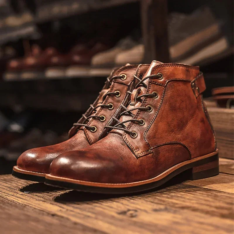 Oak & Sole - Frontier Comfortable Hard-Wearing Leather Boots - Brown