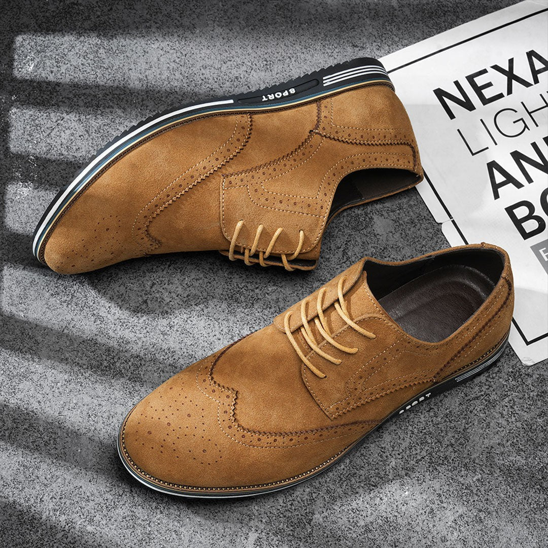 Oak & Sole - Derby Comfortable Elegant Suede Shoes - Brown