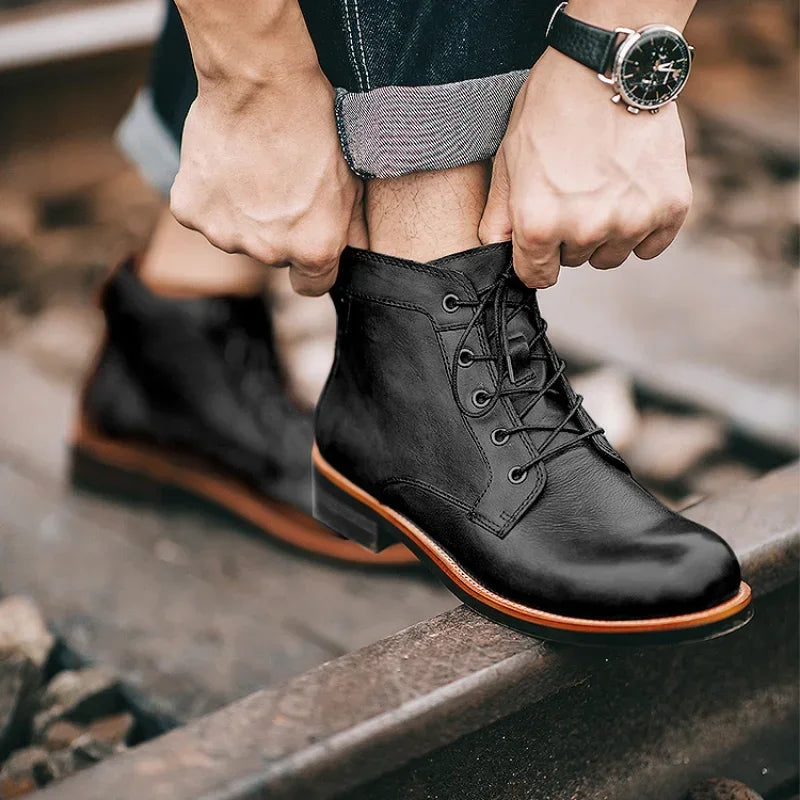 Oak & Sole - Frontier Comfortable Hard-Wearing Leather Boots - Black