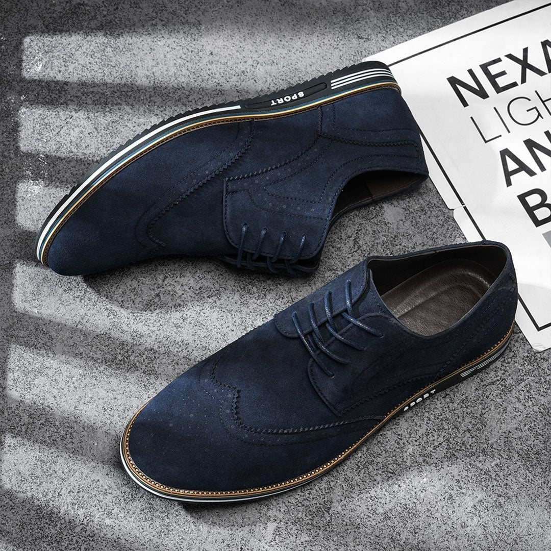 Oak & Sole - Derby Comfortable Elegant Suede Shoes - Blue