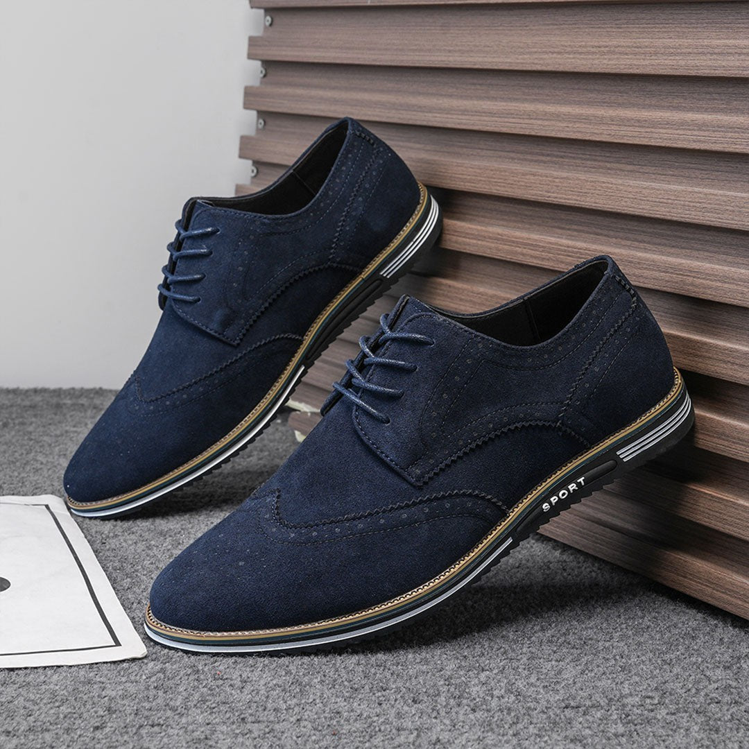 Oak & Sole - Derby Comfortable Elegant Suede Shoes - Blue