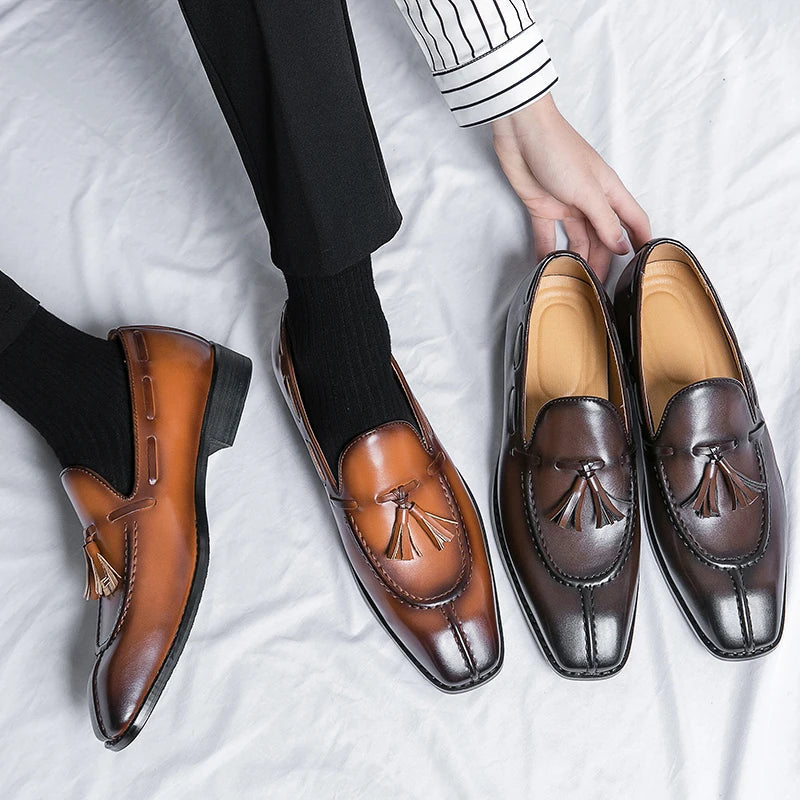 Oak & Sole - Windsor Elegant Premium Leather Loafers - Dark Brown