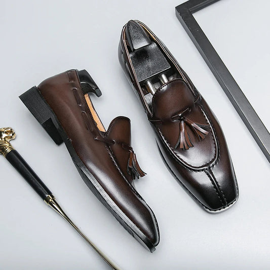 Oak & Sole - Windsor Elegant Premium Leather Loafers - Dark Brown