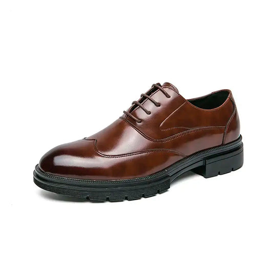 Oak & Sole - High-Shine Premium Leather Smart Shoes - Brown
